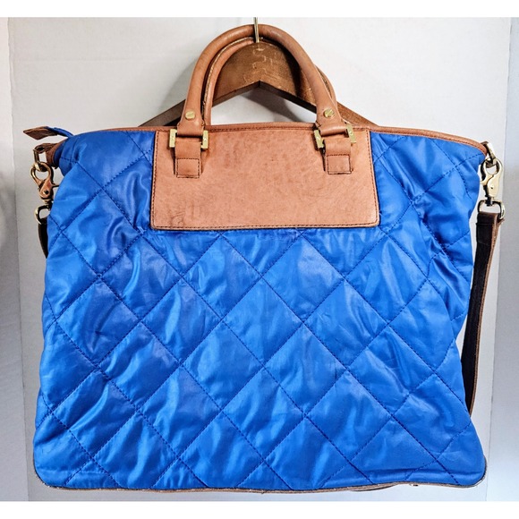 Tory Burch Royal Blue Bobby‎ Quilted Nylon Leather Tote Shoulder Bag SEE PICS - Picture 7 of 15